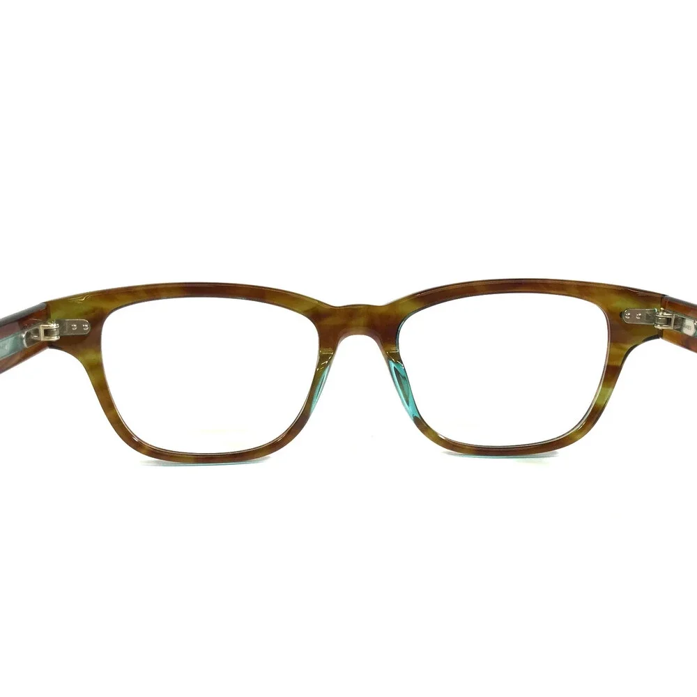 Tom Davies Eyeglasses Frames TD642 Col. 1826 Brown Horn Blue Rectangle 51-18-140
